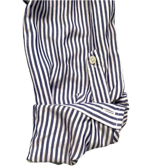Zara Nautical Blue And White Stripe Flowy Button Down Blouse - Picture 2 of 7